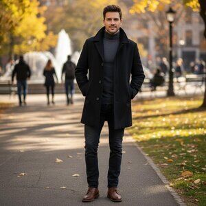 Newport Harbor Gray Men 46R 100% Wool‎ Full Lined Button-Down Heavy Sailor Coat